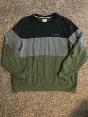 L.L. Bean Men's Black, Gray & Olive Crewneck Sweater
